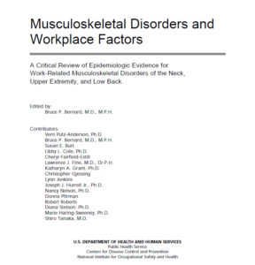 Critical review of the relationship between musculoskeletal disorders and workplace factors such as job design and work organization.