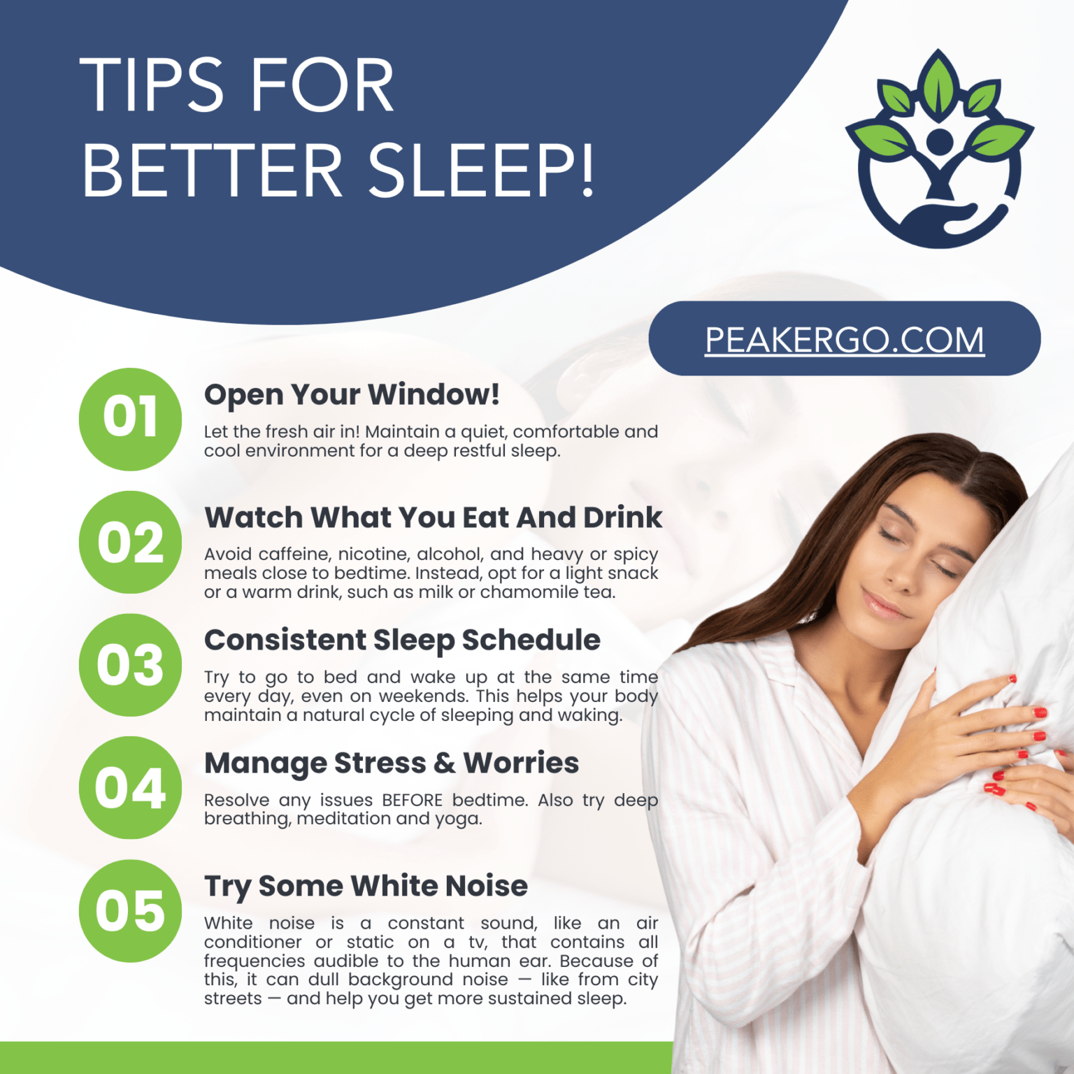 Image showcasing Peak Ergonomics | *Sleeping Better - Tips for a More Restful Sleep ...